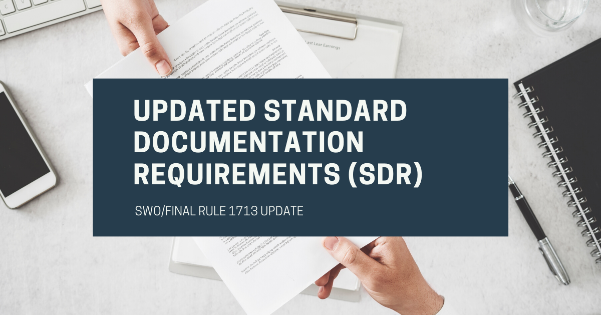 Updated Standard Documentation Requirements (SDR)
